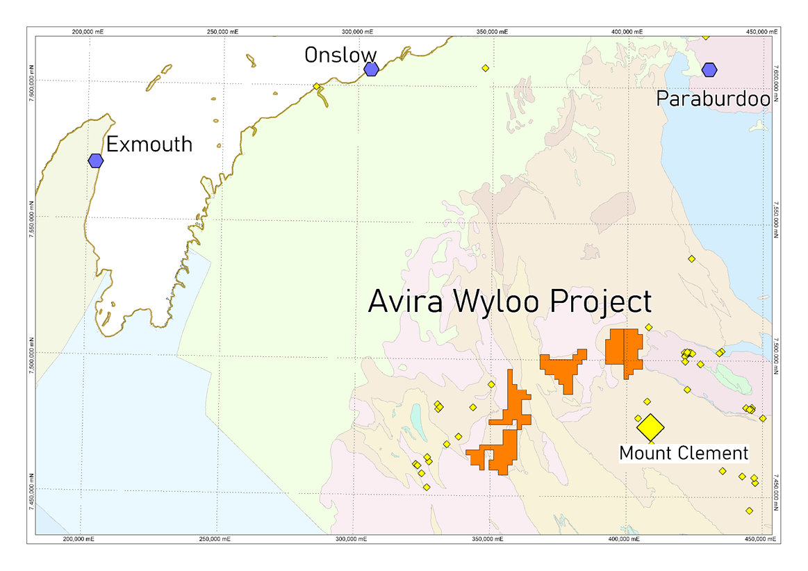 Location of Avira’s Wyloo copper/gold Project